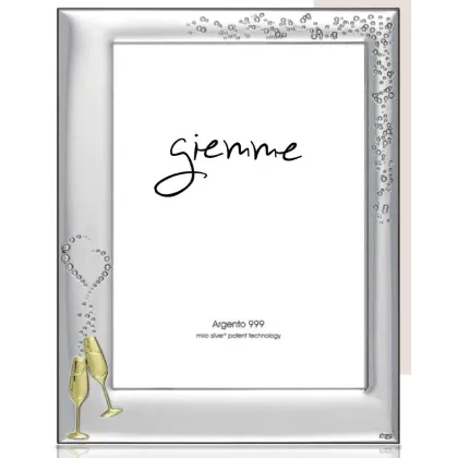 Picture Elegant silver photo frame 13x18 cm with a motif of gold champagne glasses