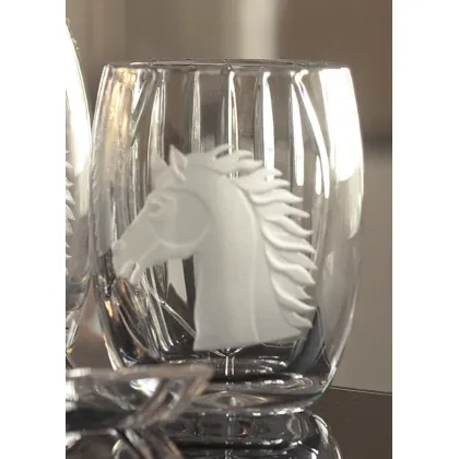 Zdjęcie Włoski pojemnik na szczoteczki z ręcznie szlifowanego kryształu z wygrawerowanym wizerunkiem konia - Il Paralume Marina