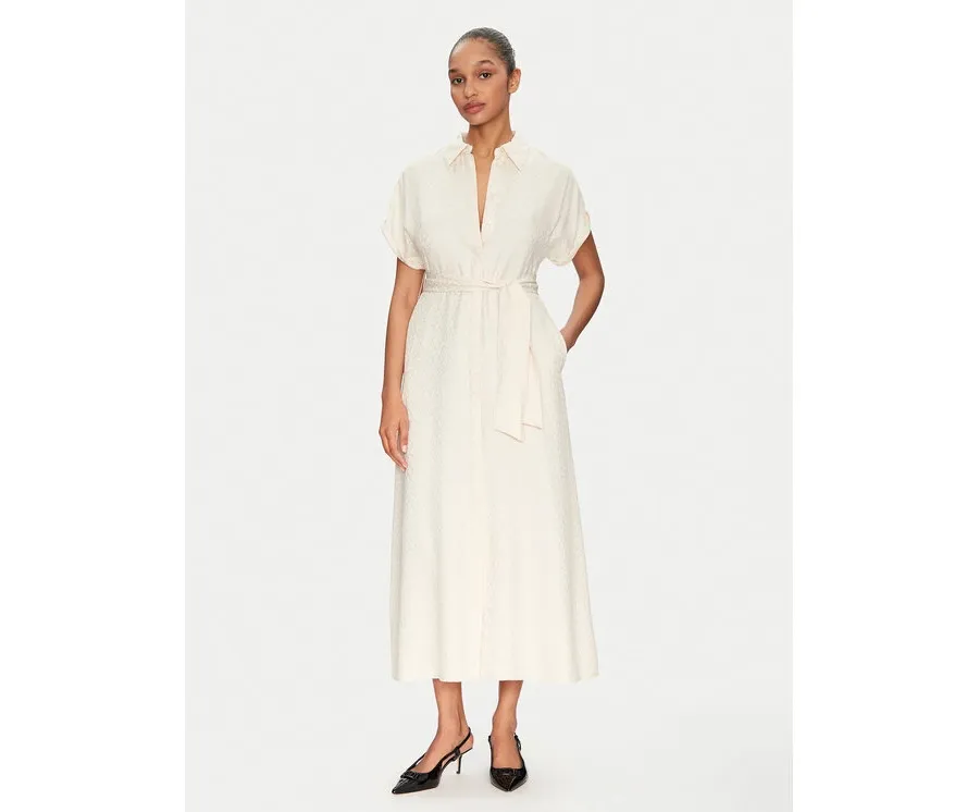 obrazek 1 Lola Casademunt by Maite Sukienka koszulowa MS2516004 Écru Regular Fit