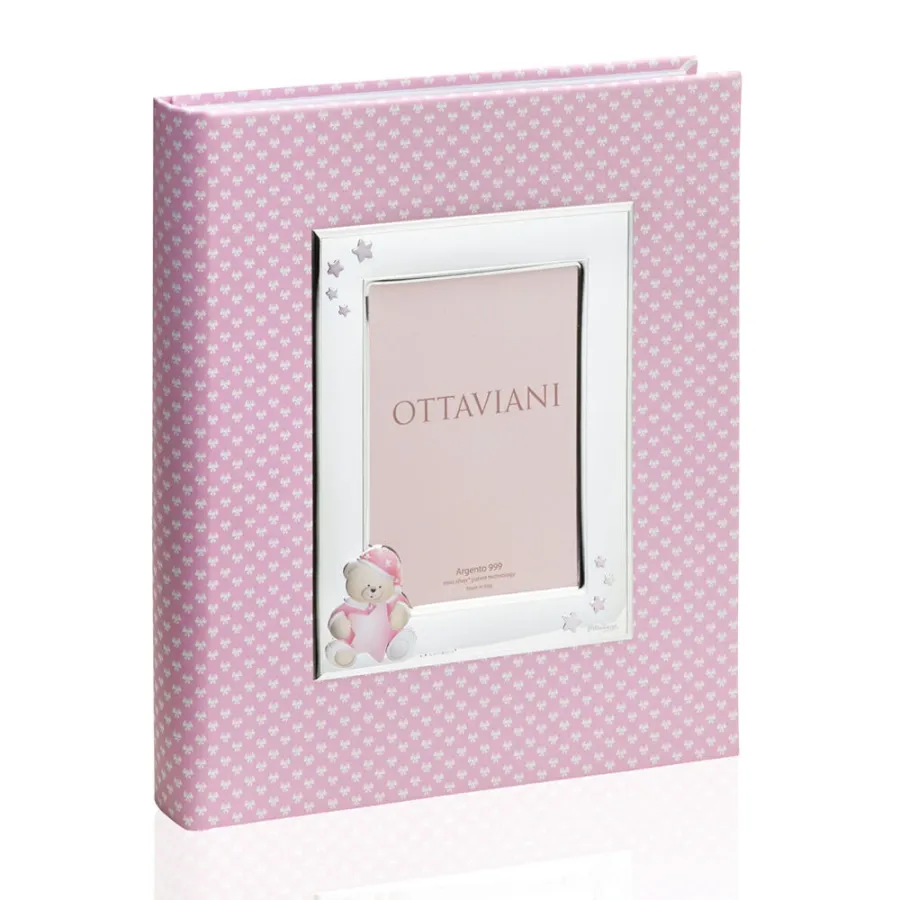 obrazek 1 Różowy album na zdjęcia dziecka „Miś” 20×25 cm