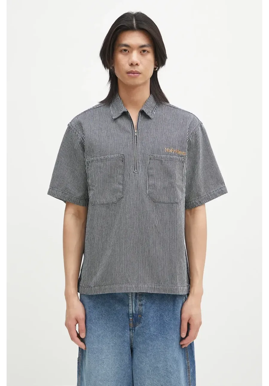 obrazek 1 No Problemo polo bawełniane Mini Problemo SS Work Shirt - Denim męski kolor granatowy wzorzysty NP4011303