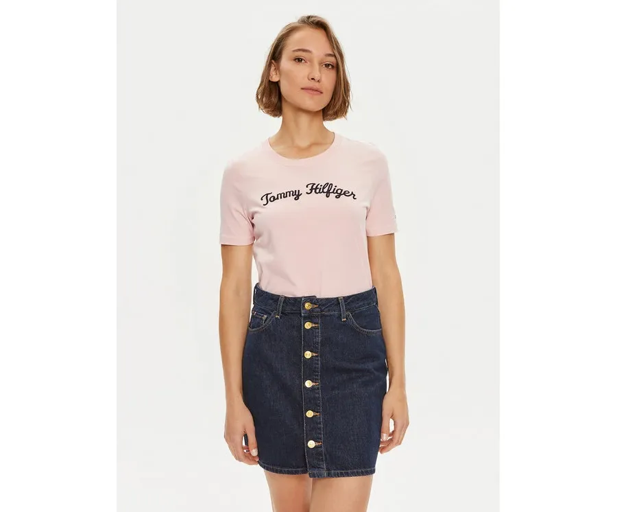 obrazek 1 Tommy Hilfiger T-Shirt Script WW0WW42589 Różowy Regular Fit