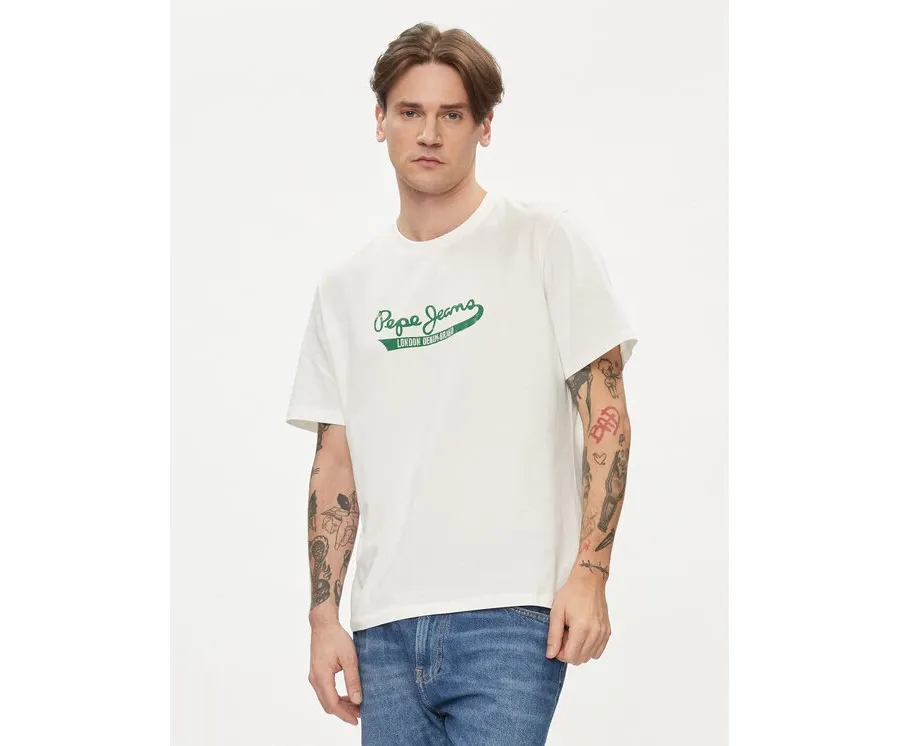 obrazek 1 Pepe Jeans T-Shirt Claude PM509390 Écru Regular Fit