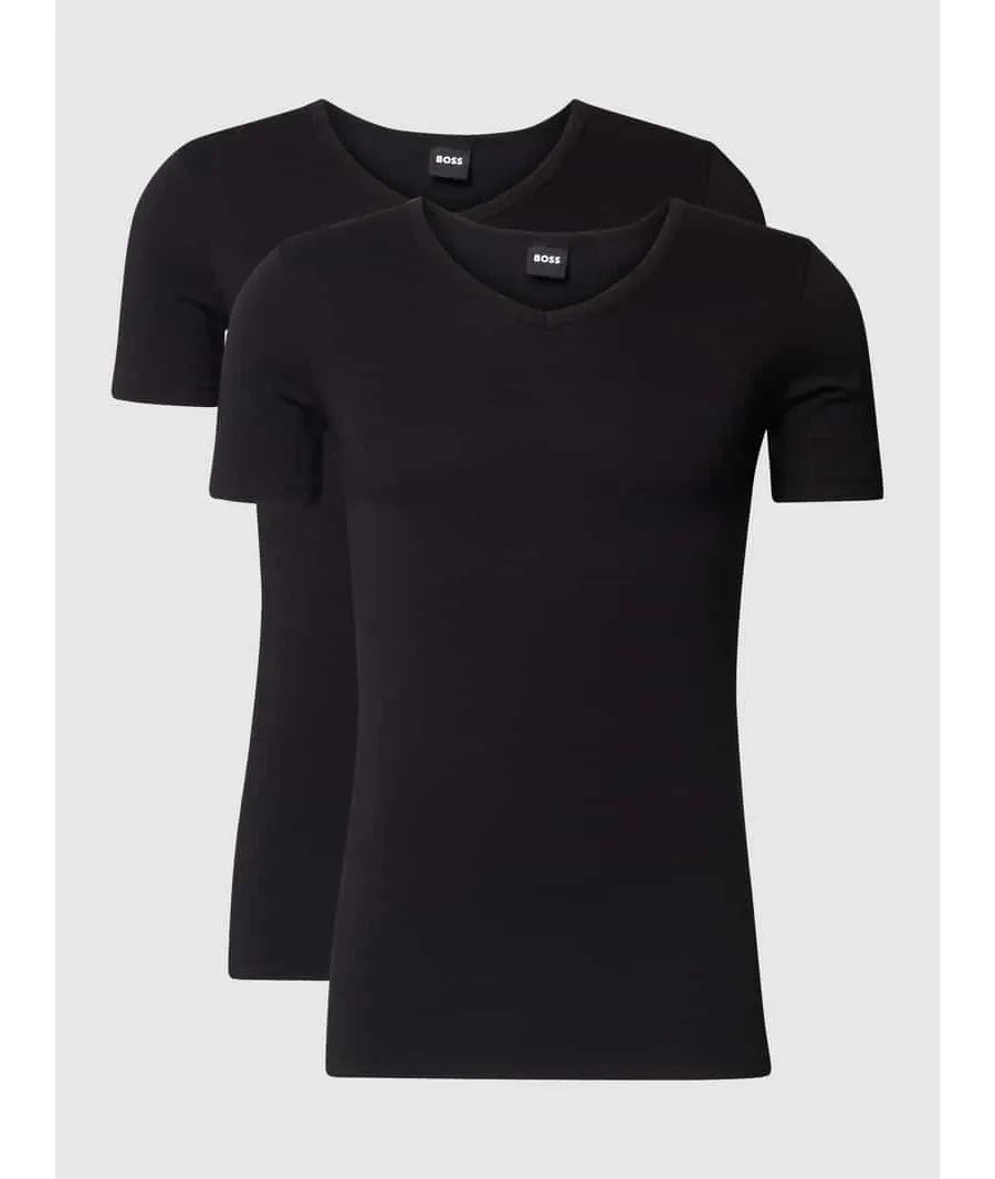 obrazek 1 T-shirt z dekoltem w serek w zestawie 2 szt. model ‘Modern’