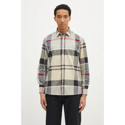 Zdjęcie Barbour koszula bawełniana Renford OS Tartan Shirt męska kolor beżowy regular z kołnierzykiem klasycznym MSH5514
