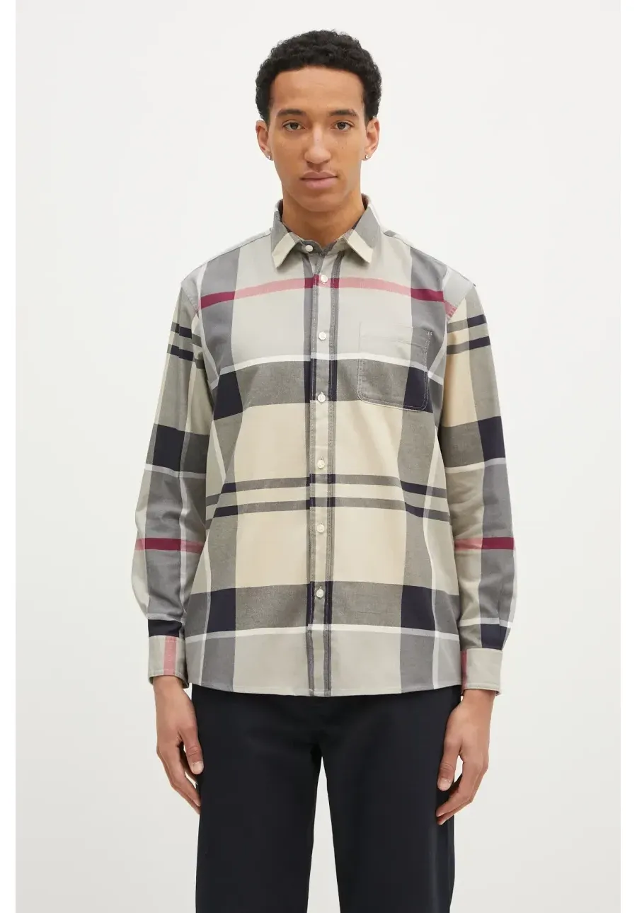 obrazek 1 Barbour koszula bawełniana Renford OS Tartan Shirt męska kolor beżowy regular z kołnierzykiem klasycznym MSH5514