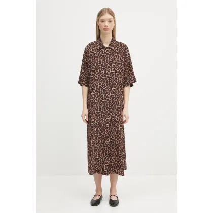 Zdjęcie Anine Bing sukienka Julia Dress kolor brązowy midi oversize A.02.0491