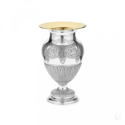 Picture Beautifully decorated silver vase Poppy 2015 Small - Zaramella Argenti