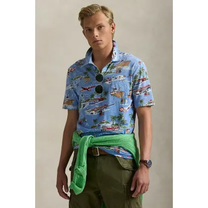 Zdjęcie Polo Ralph Lauren polo lniane Polo Shirt męska kolor multicolor wzorzysty 710966450