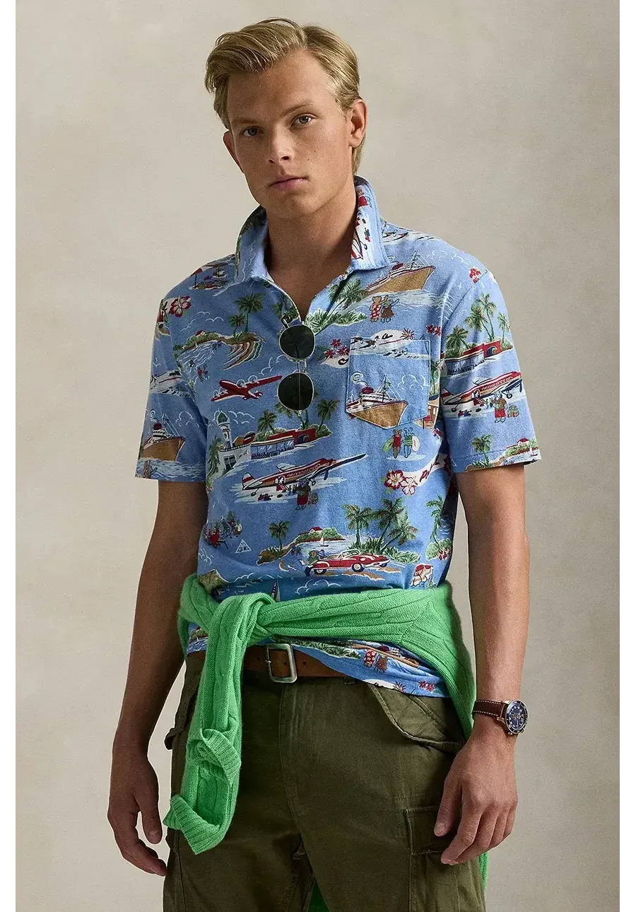 obrazek 1 Polo Ralph Lauren polo lniane Polo Shirt męska kolor multicolor wzorzysty 710966450