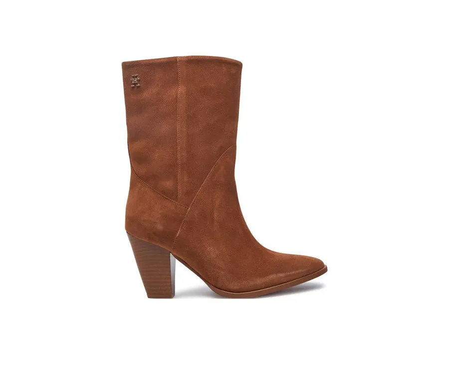obrazek 1 Tommy Hilfiger Botki Mid Cowboy Heel Suede FW0FW08435 Brązowy
