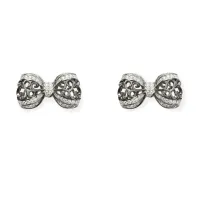 Zdjęcie Luksusowe kolczyki Czarny rodowany srebrny Białe cyrkonie