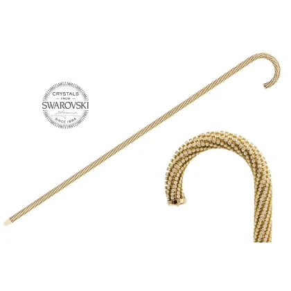 Zdjęcie Luksusowa złota laska z klasycznym uchwytem zdobiona kryształkami Swarovskiego – Pasotti