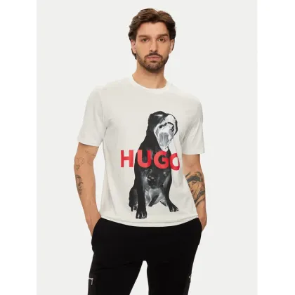 Zdjęcie Hugo T-Shirt Dayaking 50523979 Écru Regular Fit HUGO