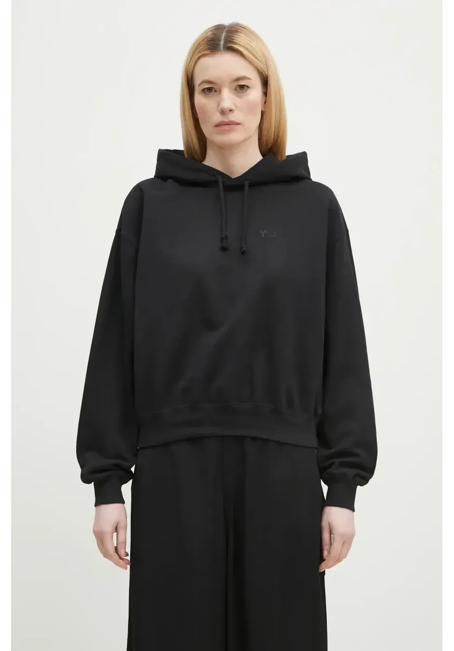 obrazek 1 Y-3 bluza bawełniana French Terry Boxy Hoodie damska kolor czarny z kapturem gładka JX7373