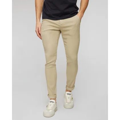 Zdjęcie Szare Lniane Spodnie Męskie Dondup