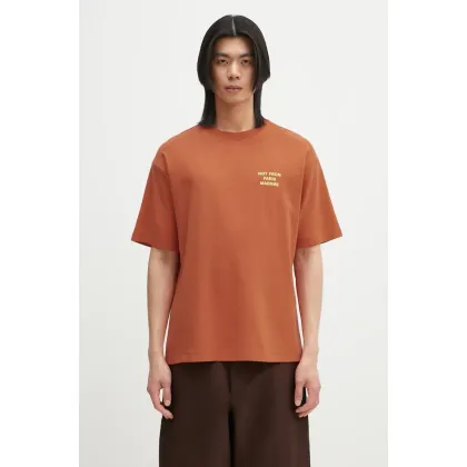 Zdjęcie Drôle de Monsieur t-shirt bawełniany Le T-Shirt Slogan męski kolor pomarańczowy z nadrukiem G-TS203-CO002-RT