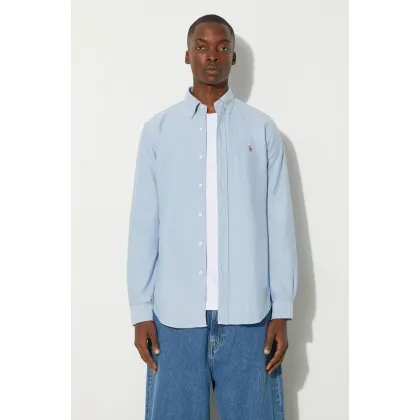 Zdjęcie Polo Ralph Lauren koszula bawełniana męska kolor niebieski regular z kołnierzykiem button-down 710792041