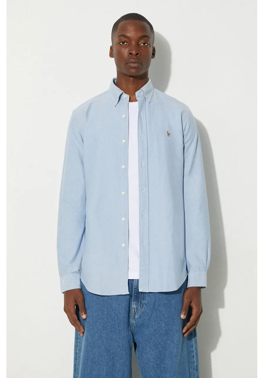 obrazek 1 Polo Ralph Lauren koszula bawełniana męska kolor niebieski regular z kołnierzykiem button-down 710792041