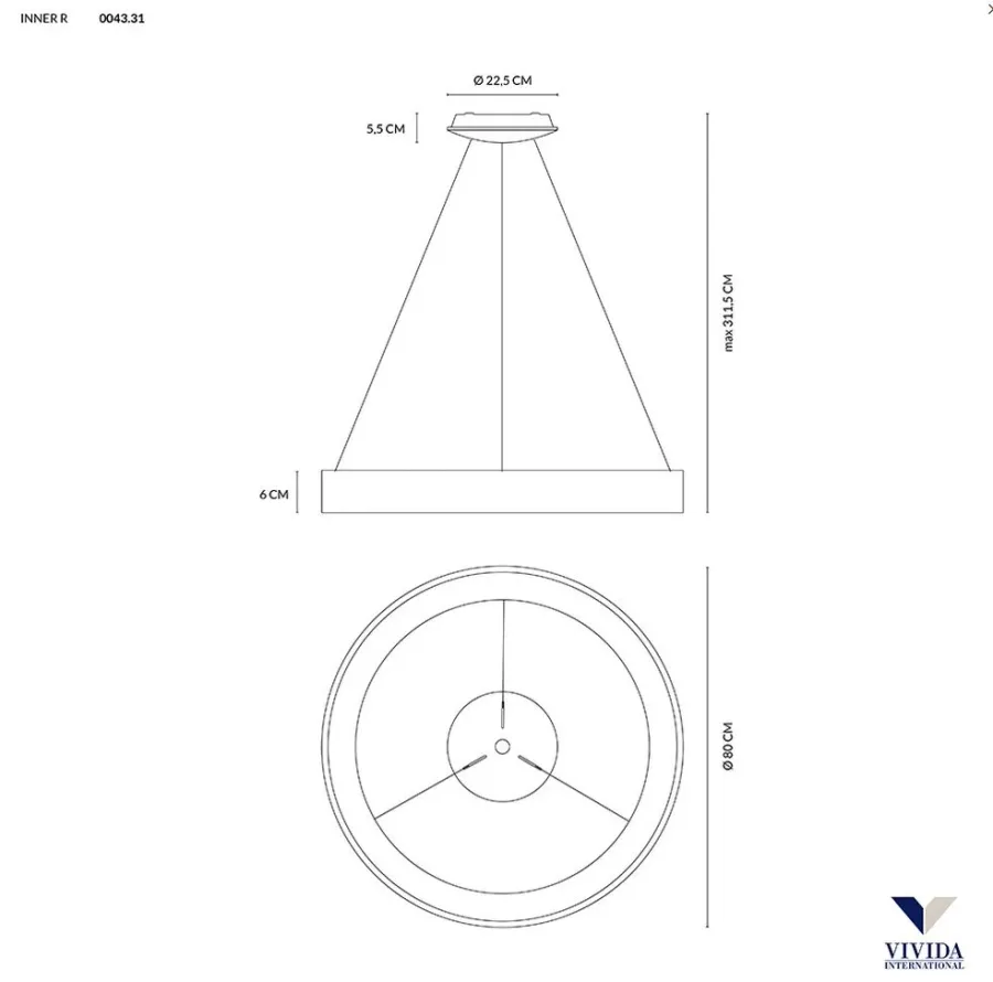 obrazek 3 Włoska lampa wisząca INNER R 80 w czarnym kolorze