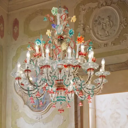 Zdjęcie Fascynujący żyrandol LV80/12+6 ze szkła weneckiego i pasty szklanej