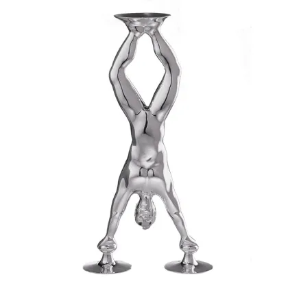 Picture Original silver vase with a depiction of an upside down man - Pampaloni