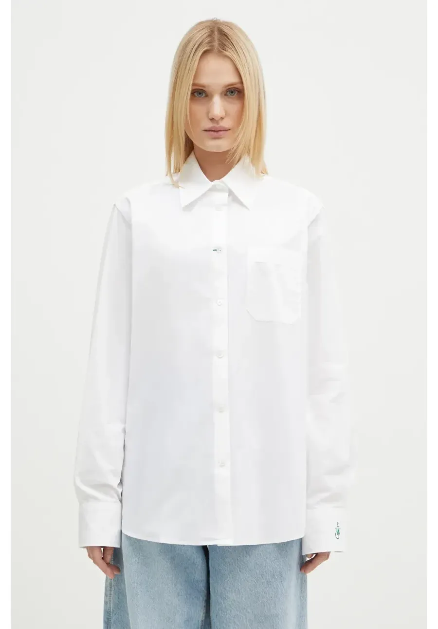 obrazek 1 JW Anderson koszula bawełniana Classic Shirt damska kolor biały relaxed z kołnierzykiem klasycznym SH0334.PG1090.001