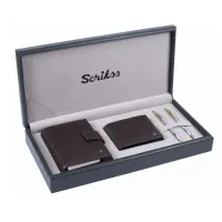 Zdjęcie Stylowy zestaw upominkowy - pióro wieczne + długopis oraz organizer i portfel z prawdziwej skóry