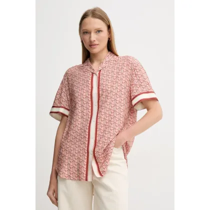 Zdjęcie Lacoste koszula damska kolor różowy relaxed z kołnierzykiem klasycznym CF0495