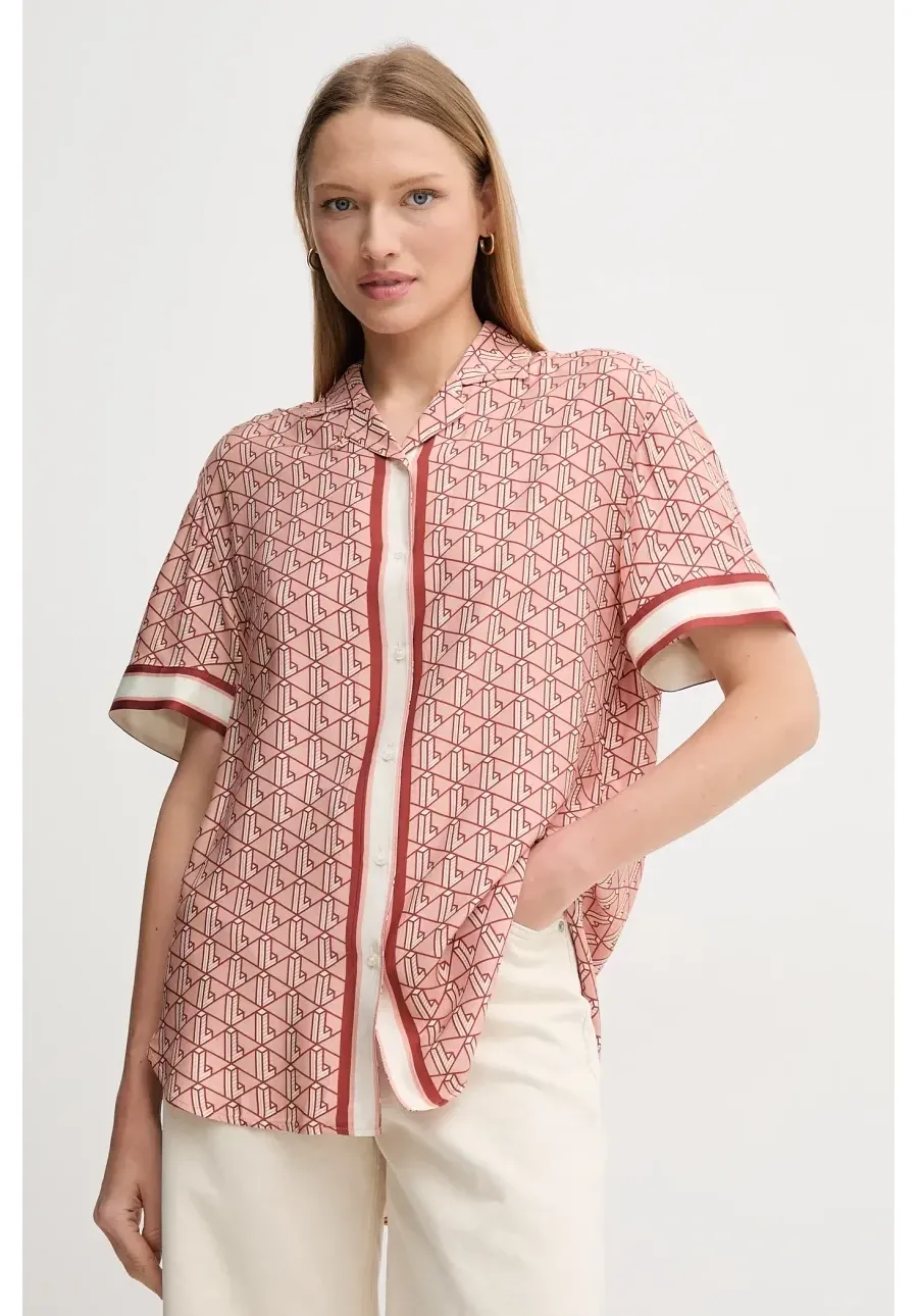 obrazek 1 Lacoste koszula damska kolor różowy relaxed z kołnierzykiem klasycznym CF0495