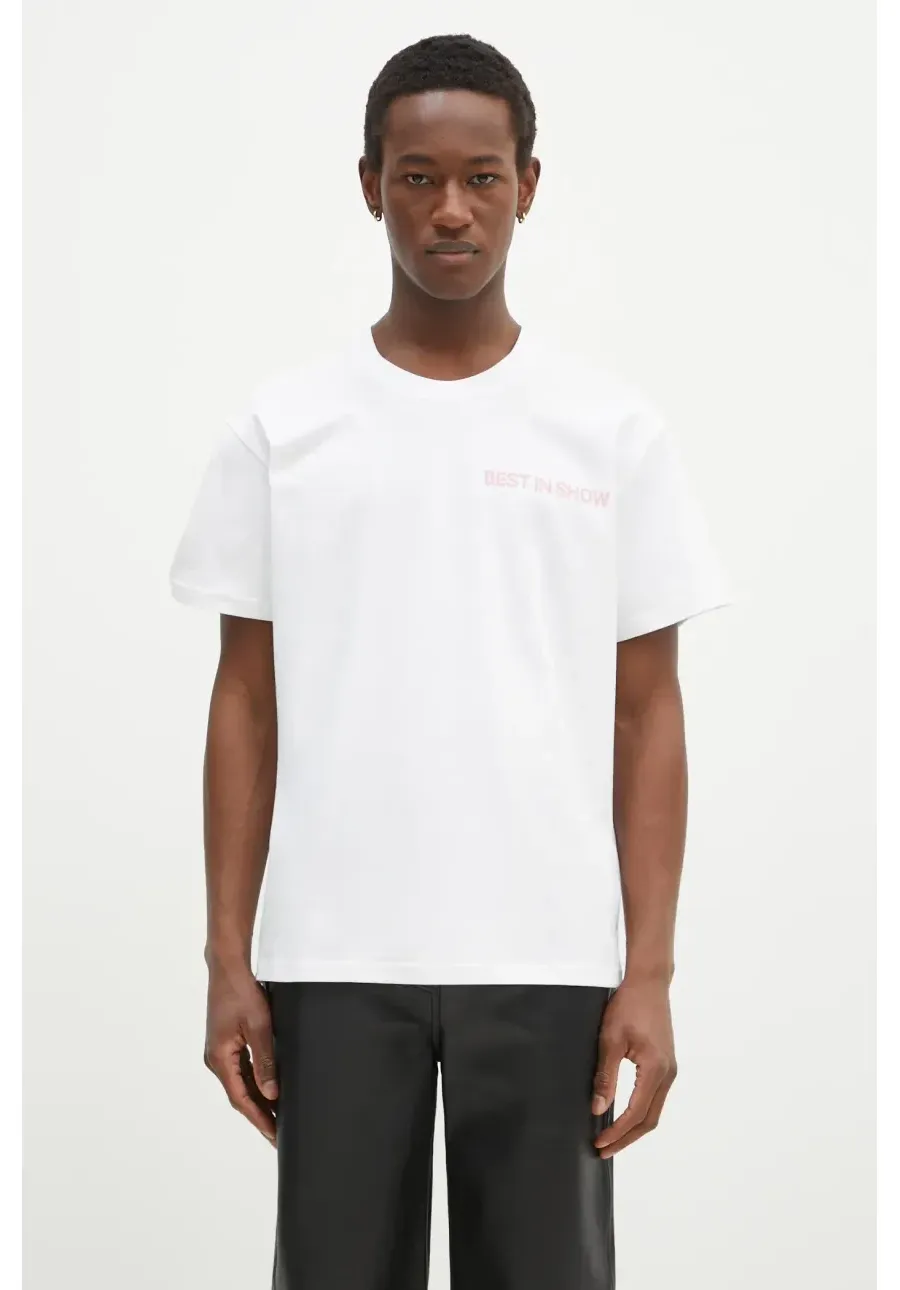 obrazek 1 JW Anderson t-shirt bawełniany Best In Show Back Print T-Shirt kolor biały z nadrukiem JT0252.PG0772.001