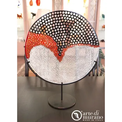 Zdjęcie Wielokolorowe naczynie rzeźba z oryginalnego szkła Murano