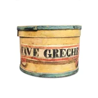 Picture Round lacquered Greek broad bean box with lid