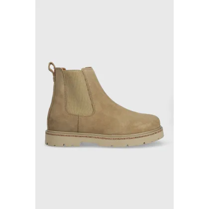 Zdjęcie Birkenstock sztyblety zamszowe Highwood damskie kolor beżowy na płaskim obcasie Highwood