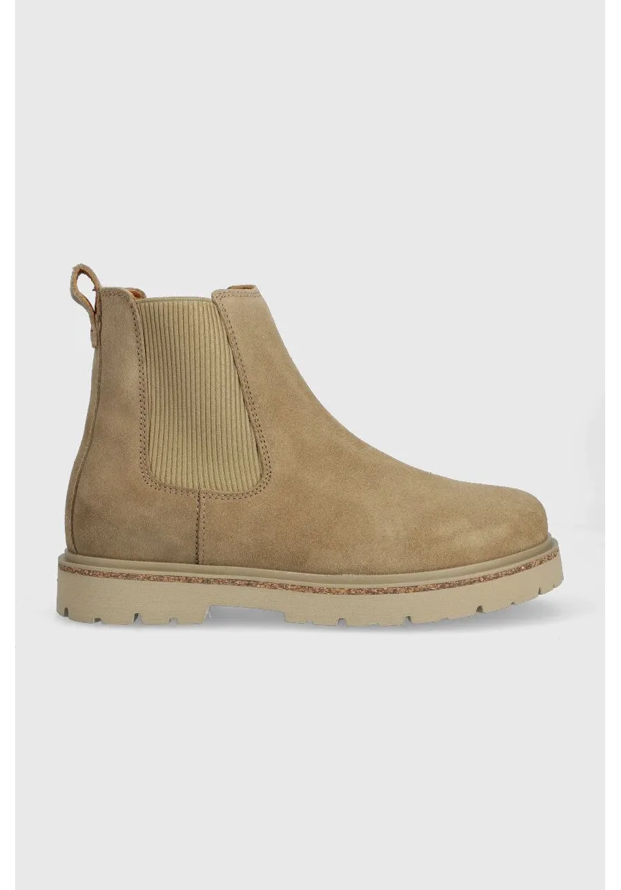 obrazek 1 Birkenstock sztyblety zamszowe Highwood damskie kolor beżowy na płaskim obcasie Highwood