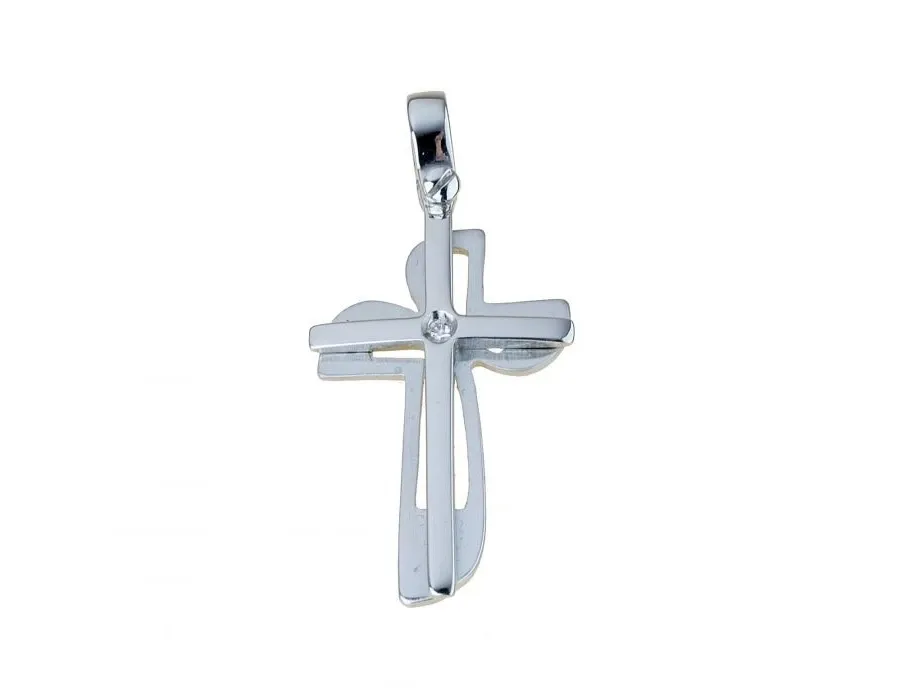 obrazek 1 Perfekcyjny polerowany i satynowany krzyż o śr.ct.0,01 wym.25x12mm.