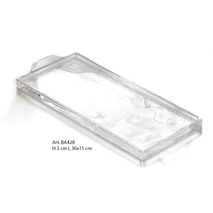 Zdjęcie Piękna włoska taca na akcesoria z kryształu z ręcznie grawerowaną figurką pawia – Il Paralume Marina