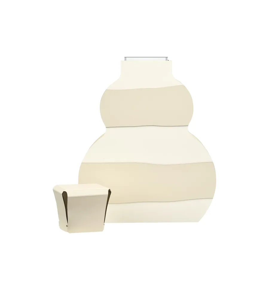 obrazek 3 Wyjątkowy skórzany wazon Otto 9x33xH45 cm w pasy w kolorze białym i waniliowym