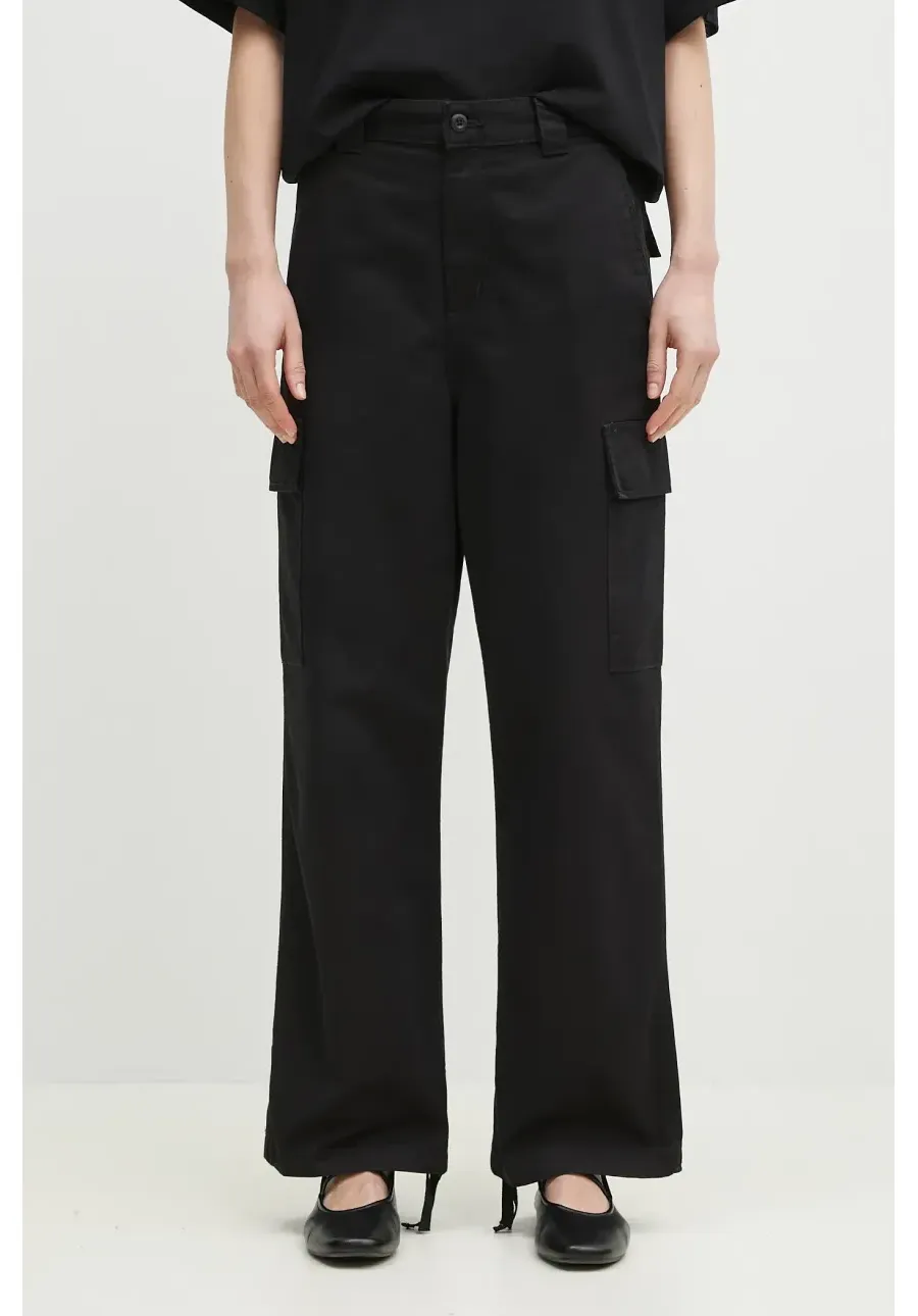 obrazek 1 Carhartt WIP spodnie bawełniane Kingston Pant kolor czarny szerokie high waist I034840