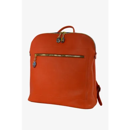 Zdjęcie Pomarańczowy stylowy plecak wykonany ze skóry - Terrida