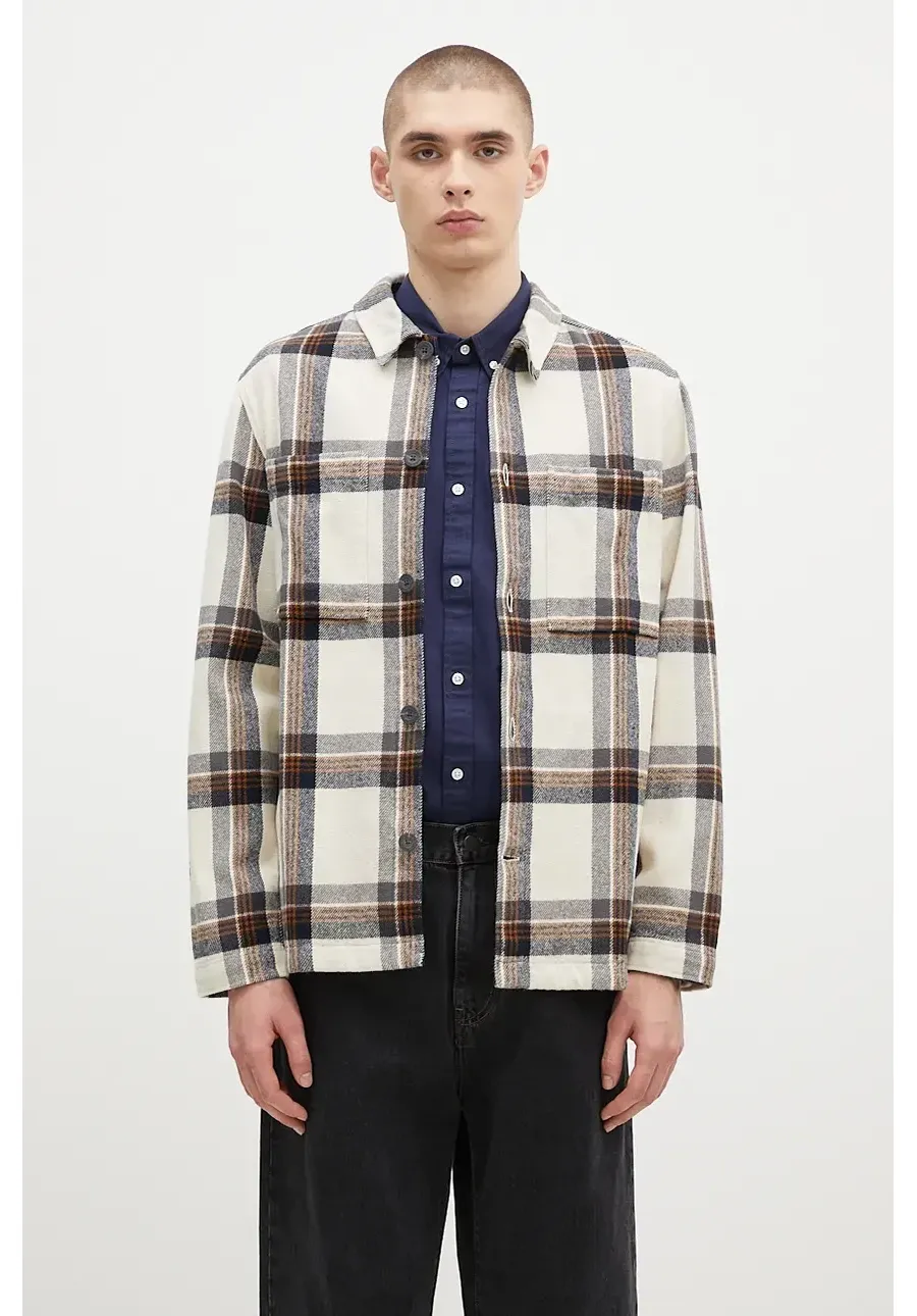 obrazek 1 Fjallraven koszula Singi Flannel Overshirt M męska kolor beżowy relaxed z kołnierzykiem klasycznym F12600226.113.555