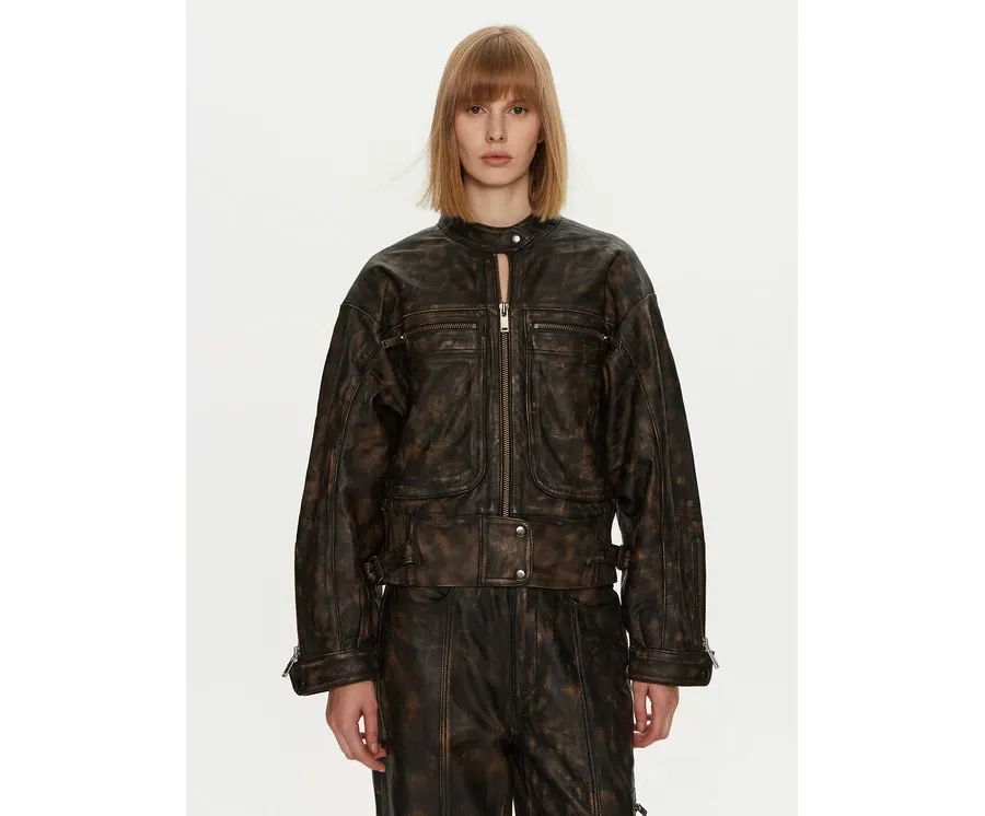obrazek 1 Gestuz Kurtka skórzana Linera 10909473 Brązowy Loose Fit