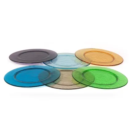 Zdjęcie Wielokorowy zestaw 6 talerzy ze szkła murano