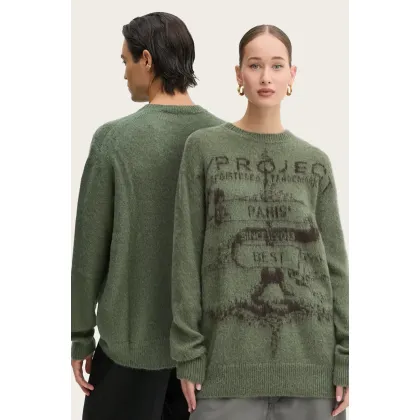 Zdjęcie Y/Project sweter z domieszką moheru PARIS' BEST JACQUARD PULLOVER kolor zielony lekki 206SW001