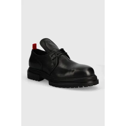 Zdjęcie 424 półbuty skórzane Derby męskie kolor czarny FF4SMQ50BP-PE002.999