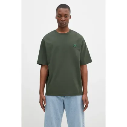 Zdjęcie Maison Kitsuné t-shirt bawełniany Bold Fox Head Patch Oversize Tee Shirt męski kolor zielony gładki LM00107KJ0119