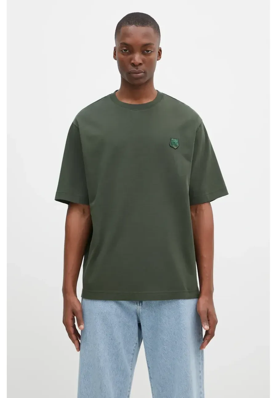 obrazek 1 Maison Kitsuné t-shirt bawełniany Bold Fox Head Patch Oversize Tee Shirt męski kolor zielony gładki LM00107KJ0119