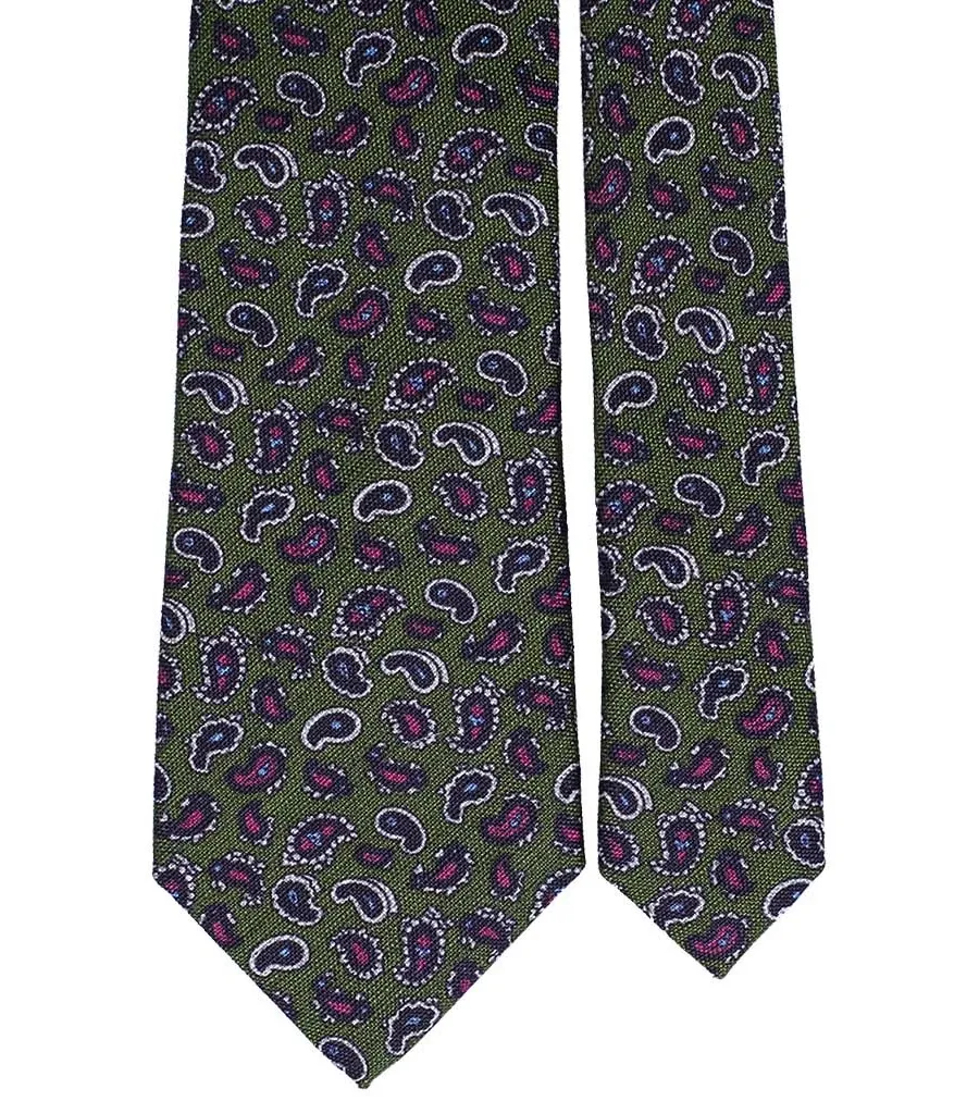 obrazek 2 Wyróżniający się krawat w kolorze khaki z kolorowymi wzorami paisley
