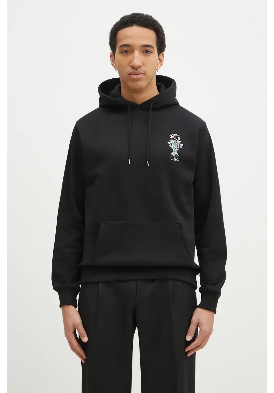 obrazek 1 Drôle de Monsieur bluza bawełniana Le Hoodie Vase męska kolor czarny z kapturem z nadrukiem F-HO174-CO127-BL