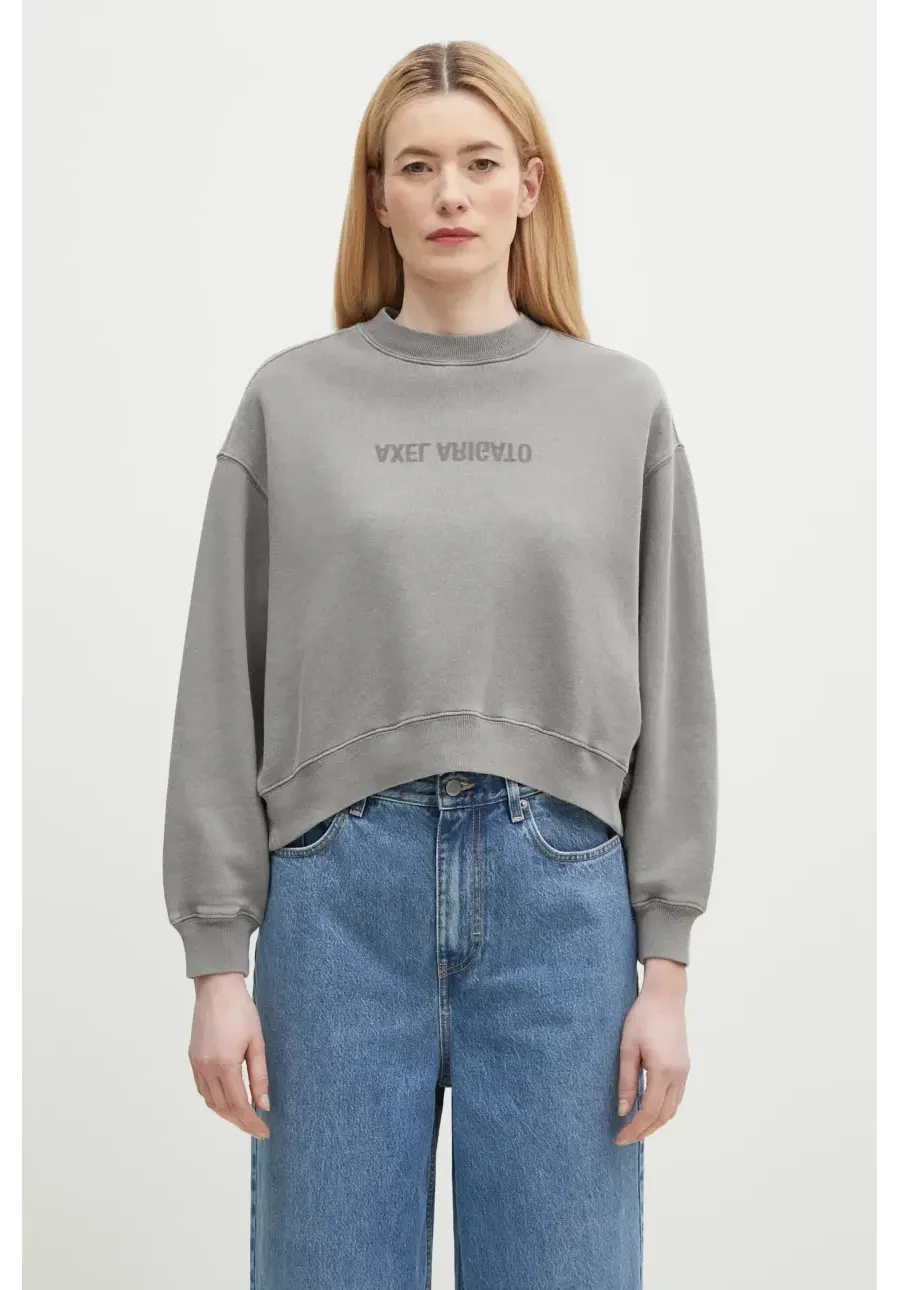 obrazek 1 Axel Arigato bluza bawełniana Distort Washed Sweatshirt damska kolor szary z nadrukiem A3013001